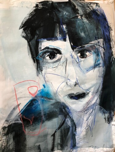 Schilderij getiteld "Autoportrait" door Christiane Sottile, Origineel Kunstwerk, Acryl