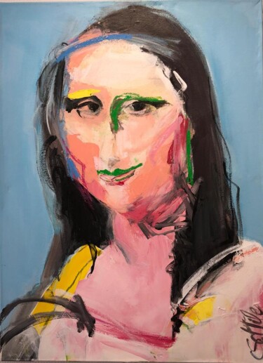 Pintura intitulada "La Joconde revisitée" por Christiane Sottile, Obras de arte originais, Pigmentos