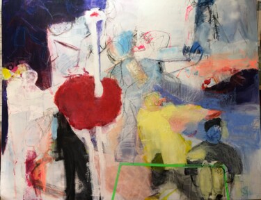 Pintura titulada "Scène de vie II" por Christiane Sottile, Obra de arte original, Pigmentos Montado en Bastidor de camilla d…