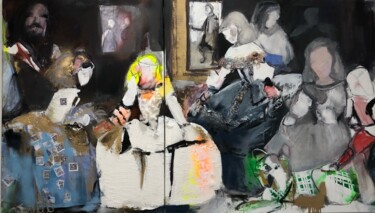 Pintura titulada "Les ménines au QR c…" por Christiane Sottile, Obra de arte original, Pigmentos Montado en Bastidor de cami…