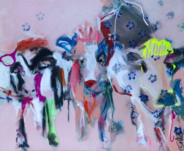 Peinture intitulée "Les vachettes- les…" par Christiane Sottile, Œuvre d'art originale, Pigments