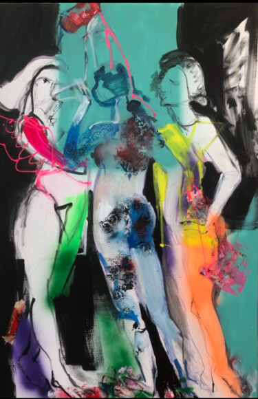 Pintura titulada "Les 3 grâces" por Christiane Sottile, Obra de arte original, Pigmentos Montado en Bastidor de camilla de m…