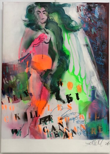 Pintura titulada "Naissance de venus" por Christiane Sottile, Obra de arte original, Pigmentos Montado en Bastidor de camill…