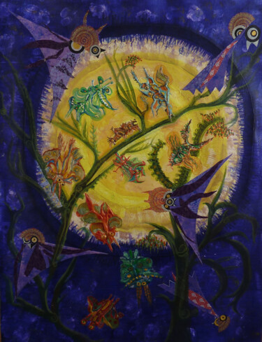 Картина под названием "Au Clair de lune" - Christiane Stempfer, Подлинное произведение искусства, Акрил Установлен на Деревя…