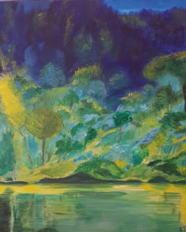 Peinture intitulée "Rivière verte ( Gre…" par Christiane Tort, Œuvre d'art originale, Acrylique Monté sur Châssis en bois