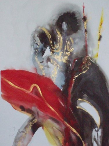 Peinture intitulée "Corrida ( 1 )" par Christiane Borel, Œuvre d'art originale, Aquarelle