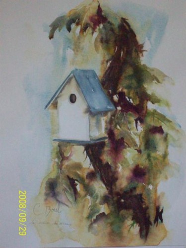 Peinture intitulée "la maison des oisea…" par Christiane Borel, Œuvre d'art originale, Huile
