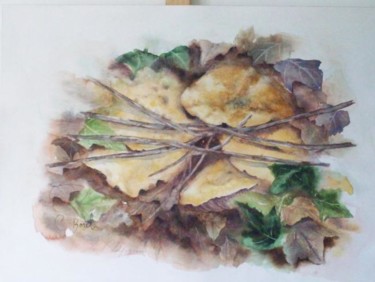 Peinture intitulée "les champignons dan…" par Christiane Borel, Œuvre d'art originale, Aquarelle