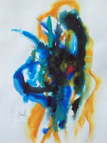 Painting titled "le couple" by Christiane Borel, Original Artwork, Watercolor