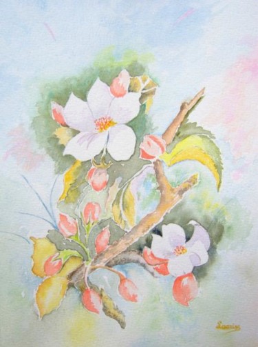 Peinture intitulée "Fleurs de pommier" par Lacriss, Œuvre d'art originale