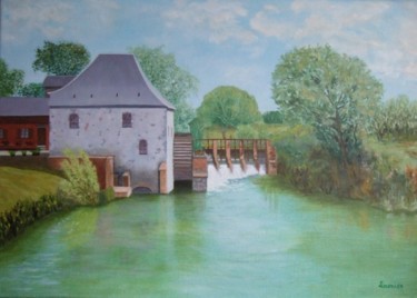 Peinture intitulée "Moulin de Grand Fayt" par Lacriss, Œuvre d'art originale, Huile