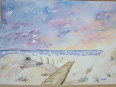 Peinture intitulée "Sur la plage" par Lacriss, Œuvre d'art originale, Huile