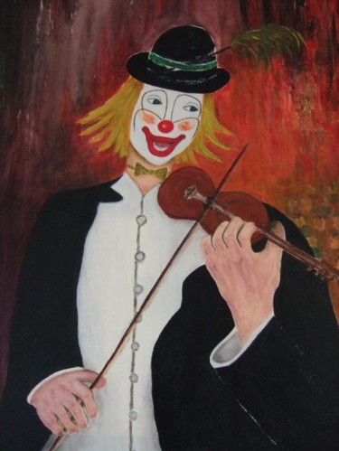 Peinture intitulée "Le Clown" par Lacriss, Œuvre d'art originale