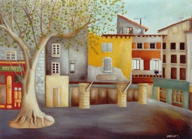 Painting titled "PLACE DE LA LIBERTE…" by Christiane Malet, Original Artwork, Oil