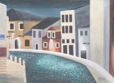 Peinture intitulée "ZATERE 2 ,VENISE ,…" par Christiane Malet, Œuvre d'art originale, Huile