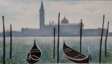Painting titled "GONDOLES A VENISE ,…" by Christiane Malet, Original Artwork, Other