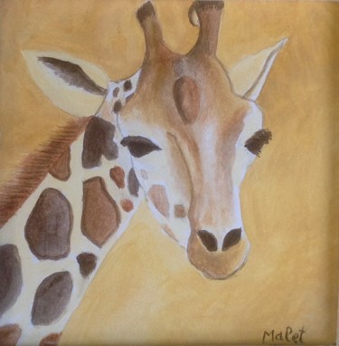 Peinture intitulée "Portrait de girafe" par Christiane Malet, Œuvre d'art originale, Huile