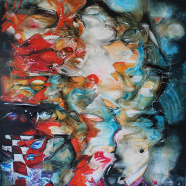 Peinture intitulée "Zodiaque et Chaos" par Christian Gorget, Œuvre d'art originale, Huile