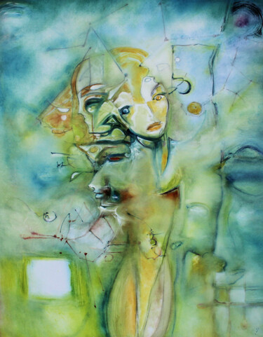 제목이 "Psychénautes 2"인 미술작품 Christian Gorget로, 원작, 기름 나무 들것 프레임에 장착됨