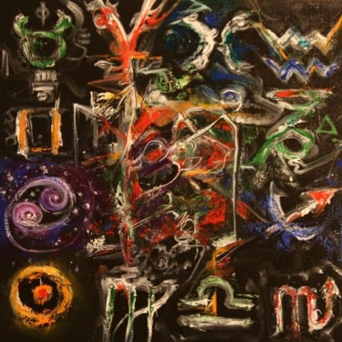 Peinture intitulée "Black Zodiac" par Christian Gorget, Œuvre d'art originale, Huile