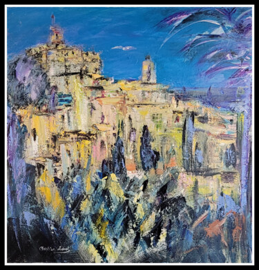 Painting titled "LES HAUTS DE CAGNES" by Christian Lobel, Original Artwork, Acrylic Mounted on Wood Stretcher frame
