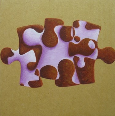 Painting titled "Vache-puzzle de prè…" by Christian Lopez, Original Artwork