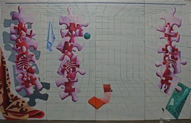 Peinture intitulée "Laboratoire, huile/…" par Christian Lopez, Œuvre d'art originale