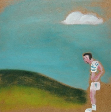 Painting titled "Sportif, huile/bois" by Christian Lopez, Original Artwork