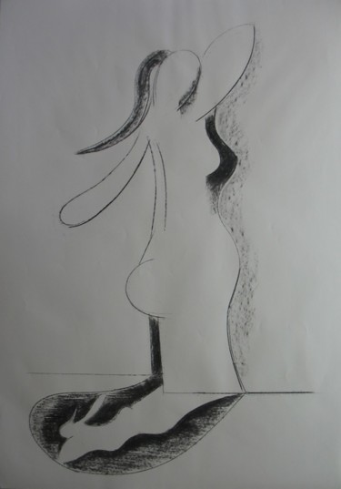 Dessin intitulée "Baigneuse, fusain/p…" par Christian Lopez, Œuvre d'art originale