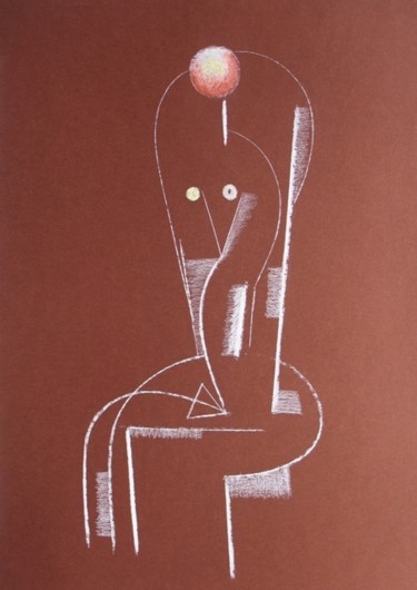 Dessin intitulée "Femme assise, paste…" par Christian Lopez, Œuvre d'art originale