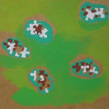 Pintura titulada "Vaches, huile/bois" por Christian Lopez, Obra de arte original