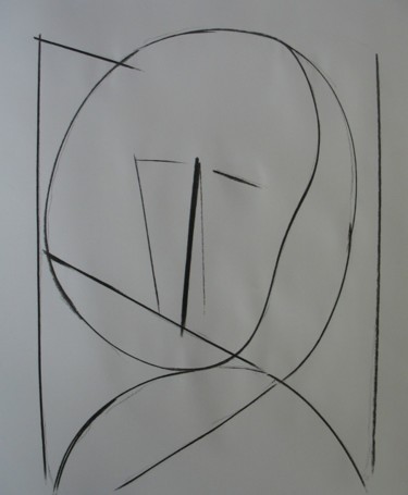 Drawing titled "Tête, fusain/papier." by Christian Lopez, Original Artwork