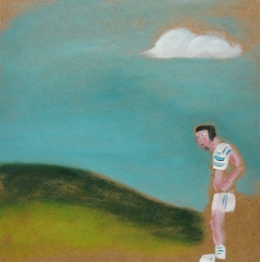 Painting titled "Sportif, huile/bois." by Christian Lopez, Original Artwork
