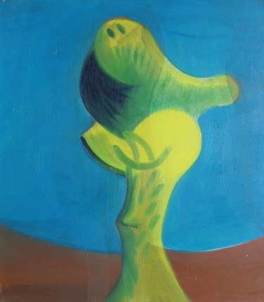 Peinture intitulée "Tête, huile/bois." par Christian Lopez, Œuvre d'art originale