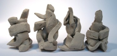 Sculpture titled "Quatre femmes assis…" by Christian Lopez, Original Artwork