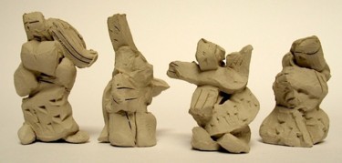 Sculpture intitulée "Quatre femmes, terr…" par Christian Lopez, Œuvre d'art originale