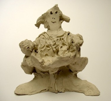 Sculpture intitulée "Femme debout, terre…" par Christian Lopez, Œuvre d'art originale
