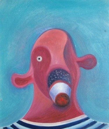 Peinture intitulée "Tête de fumeur, hui…" par Christian Lopez, Œuvre d'art originale