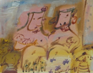 Painting titled "Famille, huile/toil…" by Christian Lopez, Original Artwork