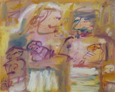 Painting titled "Famille, huile/toil…" by Christian Lopez, Original Artwork