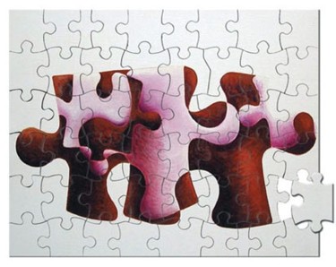 Instalación titulada "Vache-puzzle-puzzlé…" por Christian Lopez, Obra de arte original