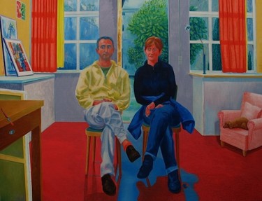 Peinture intitulée "Couple dans l'ateli…" par Christian Lopez, Œuvre d'art originale