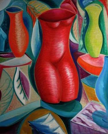 Peinture intitulée "Vitrine à la robe r…" par Christian Lopez, Œuvre d'art originale