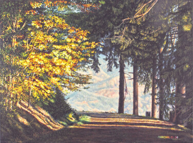 Pintura titulada "Promenade d'automne" por Christian Marchal, Obra de arte original, Oleo Montado en Bastidor de camilla de…