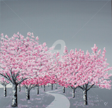 "Cerisiers I" başlıklı Tablo Christian Naura tarafından, Orijinal sanat, Petrol