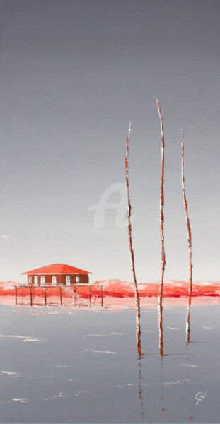 Картина под названием "Bassin d'Arcachon,…" - Christian Naura, Подлинное произведение искусства, Масло Установлен на Деревян…