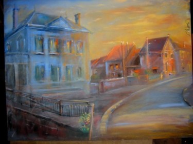 Peinture intitulée "Crépuscule sur Auln…" par Christian Nieto, Œuvre d'art originale, Pastel