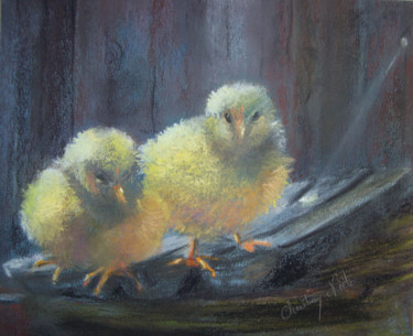 Painting titled "les petits derniers…" by Christian Nieto, Original Artwork, Pastel