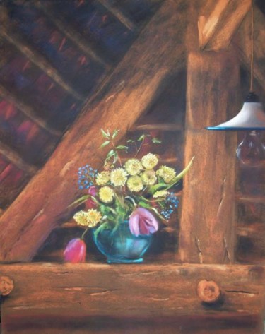 Painting titled "à l'atelier" by Christian Nieto, Original Artwork, Pastel