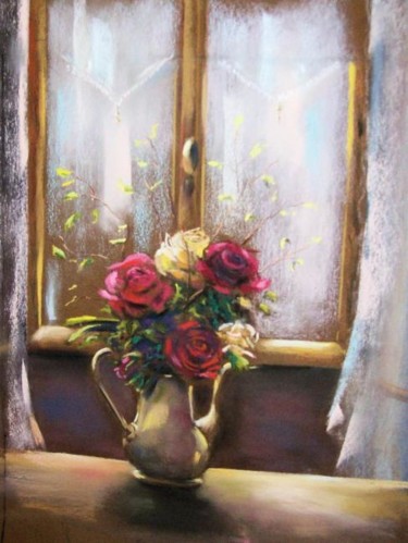 Painting titled "Quelques roses" by Christian Nieto, Original Artwork, Pastel